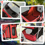 PawHut Pet Stroller for Small Miniature Dogs Cats Foldable Travel Carriage with Wheels Zipper Entry Cup Holder Storage Basket Red