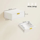 HOMCOM Modern Floating Nightstands Set of 2, Wall Mounted Bedside Tables with Wave Drawer White