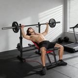 SPORTNOW Adjustable Weight Bench with Squat Rack and Dip Stand