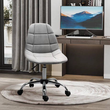 Vinsetto Ergonomic Office Chair with Adjustable Height and Wheels Velvet Executive Chair Armless for Home Study Bedroom Grey