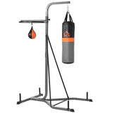 HOMCOM 7.3ft Freestanding Boxing Punch Bag & Speed Ball Station Hanging Frame, Adjustable Boxing Stand, Training Exercise Platform Home Gym Heavy Duty, Grey