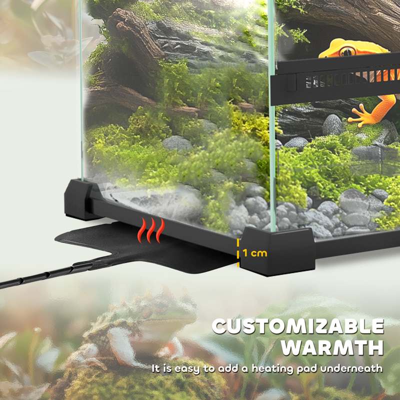 PawHut 12L Vivarium for Lizards, Frogs, Snakes, Turtles, Tortoises w/ Anti-Escape Design, Ventilation