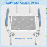 HOMCOM EVA Padded Shower Chair for the Elderly and Disabled, Height Adjustable Shower Stool with Back and Arms, 4 Suction Foot Pads, Light Grey