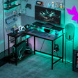 HOMCOM Reversible 'L' LED Light Gaming/Work Desk - Black