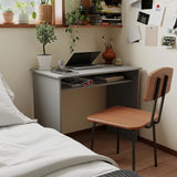 HOMCOM Modern Computer Desk, Home Office Table, Small Writing Desk with Storage Shelf, 90 x 50cm, Grey