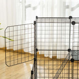 PawHut Pet Playpen w/ Door Customisable Fence for Guinea Pigs Chinchillas Hedgehogs - Black