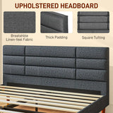 HOMCOM Upholstered King Bed Frame 154W x 206D x 87Hcm with Slats - Grey