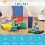 HOMCOM Soft Play Set, 7 Piece Soft Foam Blocks, Toddler Climb and Crawl Activity Play Set for 1-3 Years, Soft Play Equipment for Building and Stacking, Educational Play, Red