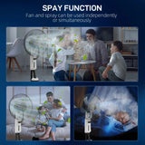 HOMCOM Spray Misting Fan, Floor Fan with Water Mist Spray, 70 Oscillation, Tilt Head, 3 Speeds, 2.8L Water Tank, White