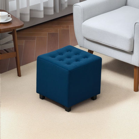 HOMCOM Velvet-Feel Square Ottoman - Blue