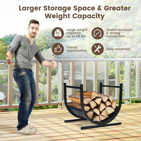 17 Inch U-Shaped Firewood Rack Steel