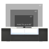 HOMCOM 16 LED Light TV Stand, with Storage - High Gloss Grey