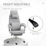 Vinsetto Office Chair, Ergonomic Desk Chair, High Back Fabric Work Chair with 160 Reclining Backrest, Retractable Footrest, Neck and Lumbar Pillow for Home and Study, Grey