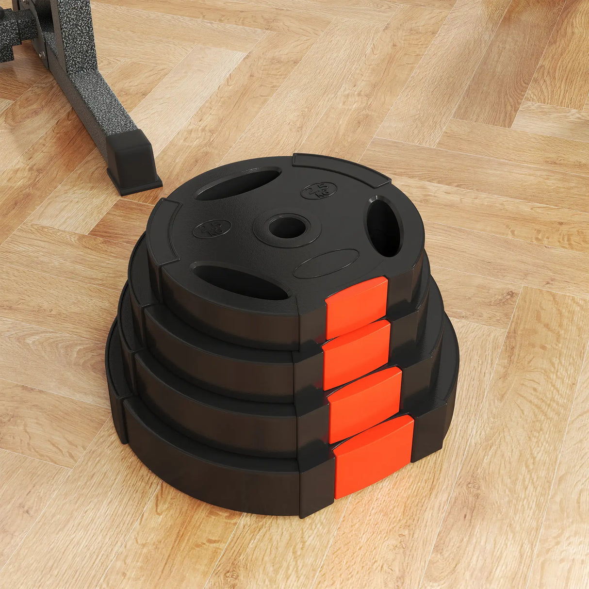 SPORTNOW Olympic Weight Plates Set, with Two 5kg and Two 2.5kg weights, Black