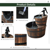 Outsunny Wooden Water Pump Fountain, 2 Tier-Fir Wood