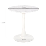 HOMCOM Modern Round Dining Table Leisure Coffee Bistro Table with Metal Base for Kitchen & Dining Room White