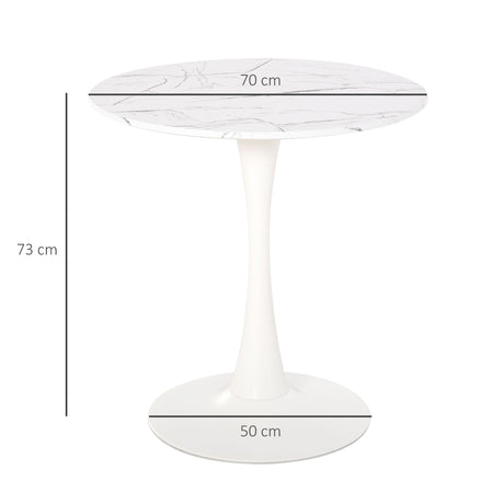 HOMCOM Modern Round Dining Table Leisure Coffee Bistro Table with Metal Base for Kitchen & Dining Room White