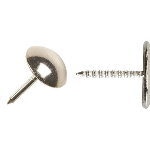 Nickel Plated High Domed Upholstery Nails - 16mm serrated - Box 250