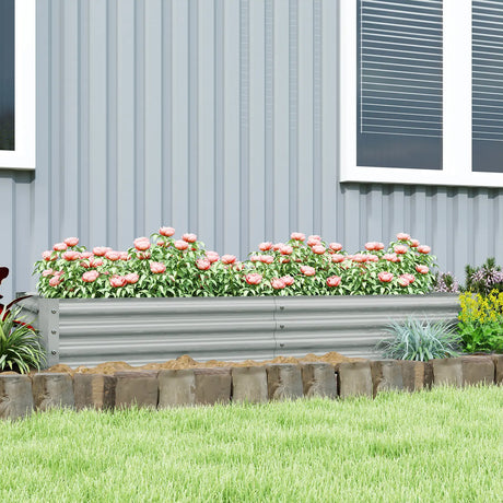Outsunny 180 x 90cm Galvanised Steel Open Planter - Silver