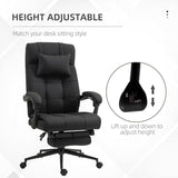 Vinsetto Office Desk Chair with Footrest, Headrest Pillow, Home Office Chair with Reclining Backrest, Swivel Wheels, Black