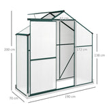 Outsunny 6 x 2.5ft Polycarbonate Greenhouse Walk-In Green House with Rain Gutter, Sliding Door, Window, Foundation, Green