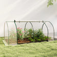 Outsunny Mini Greenhouse, Small Polytunnel Green House with Zipped Doors, Steel Frame for Garden Patio, 250 x 100 x 80cm, Clear
