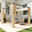 Outsunny 3 x 3m Retractable Roof Pergola, with Curtains - Khaki