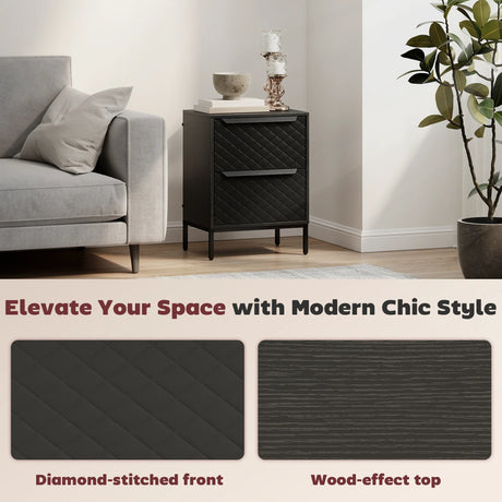 HOMCOM Chest of Drawers, Dresser with 2 Fabric Drawers and Aluminium Handles - Black