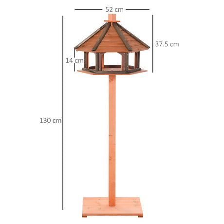 PawHut Wooden Bird Table Bird Feeding Station Playstand with Roof 130Hcm for Outdoor Brown