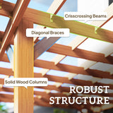 Outsunny Graden Pergola Kit, Wooden Pergola Gazebo Grape Trellis with Stable Structure, 3.6 x 3.6m, Dark Brown