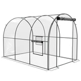 Outsunny Polytunnel Greenhouse Walk-in Grow House with Plasric Cover, Door, Mesh Window and Steel Frame, 3 x 2 x 2m, Clear