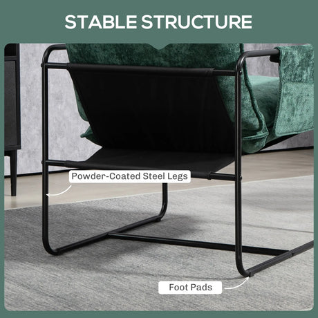 HOMCOM Minimal Padded Accent Chair, with Pockets - Green