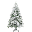 HOMCOM 6 Ft Snow Flocked Artificial Christmas Tree Xmas Pine Tree with Realistic Branches, Auto Open and Steel Base, Green