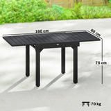 Outsunny Expandable Patio Dining Table for 4-6 People, 80-160 cm Aluminium Extendable Outdoor Patio Table with Slatted Top, Black