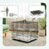 PawHut Dog Crate with 2 Doors with Tray, Soft Cushion, Foldable Metal Dog Cage for Extra Small Dogs, 60 x 40 x 50, Black