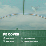 Outsunny Walk-in Greenhouse with Shelves, Polytunnel Greenhouse with Roll-Up Door, 6 Mesh Windows,198 x 275 x 191 cm, Green