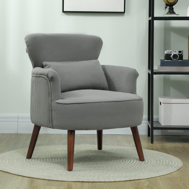 HOMCOM Corduroy Retro Accent Chair - Light Grey