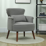 HOMCOM Corduroy Retro Accent Chair - Light Grey