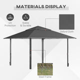 Outsunny 4 x 4m Pop-up Gazebo Double Roof Canopy Tent with UV Proof, Roller Bag & Adjustable Legs Outdoor Party, Steel Frame, Dark Grey