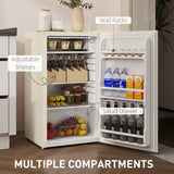 HOMCOM 91 Litre Freestanding Under Counter Fridge Freezer, Small Fridge with Chiller Box, Adjustable Thermostat, 47.5cm Wide, Beige