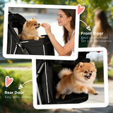 PawHut Dog Pram, Pet Stroller with Reflective Strips, Foldable Cat Stroller with 360 Swivel Wheels, Black