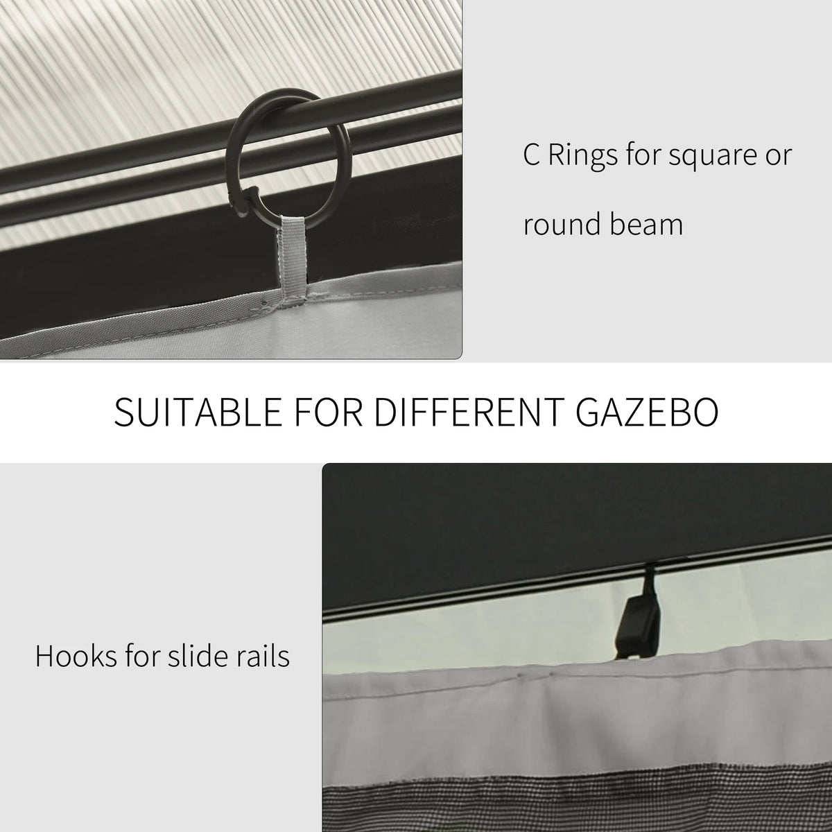 Outsunny Set of Four 3 x 3m Gazebo Replacement Walls - Light Grey