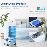 HOMCOM 3-in-1 Evaporative Air Cooler with 4L Water Tank, Portable Fan Cooler with Automatic Oscillation, Timer, Remote, White