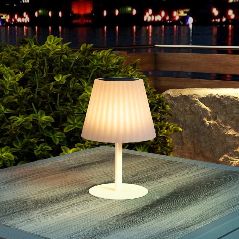 Outsunny Outdoor Solar Table Lamp, Cordless LED Desk Lamp with Rechargeable Battery, Dimming Brightness, USB