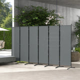 Outsunny 6 Panel Folding Room Divider Foldable Freestanding Garden Privacy Screen, 332 x 172 cm, Dark Grey