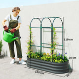 Outsunny Galvanised Raised Garden Bed with Arched Trellis, 4 x 2 x 4.6ft Metal Raised Bed for Garden with Open Bottom, Dark Grey
