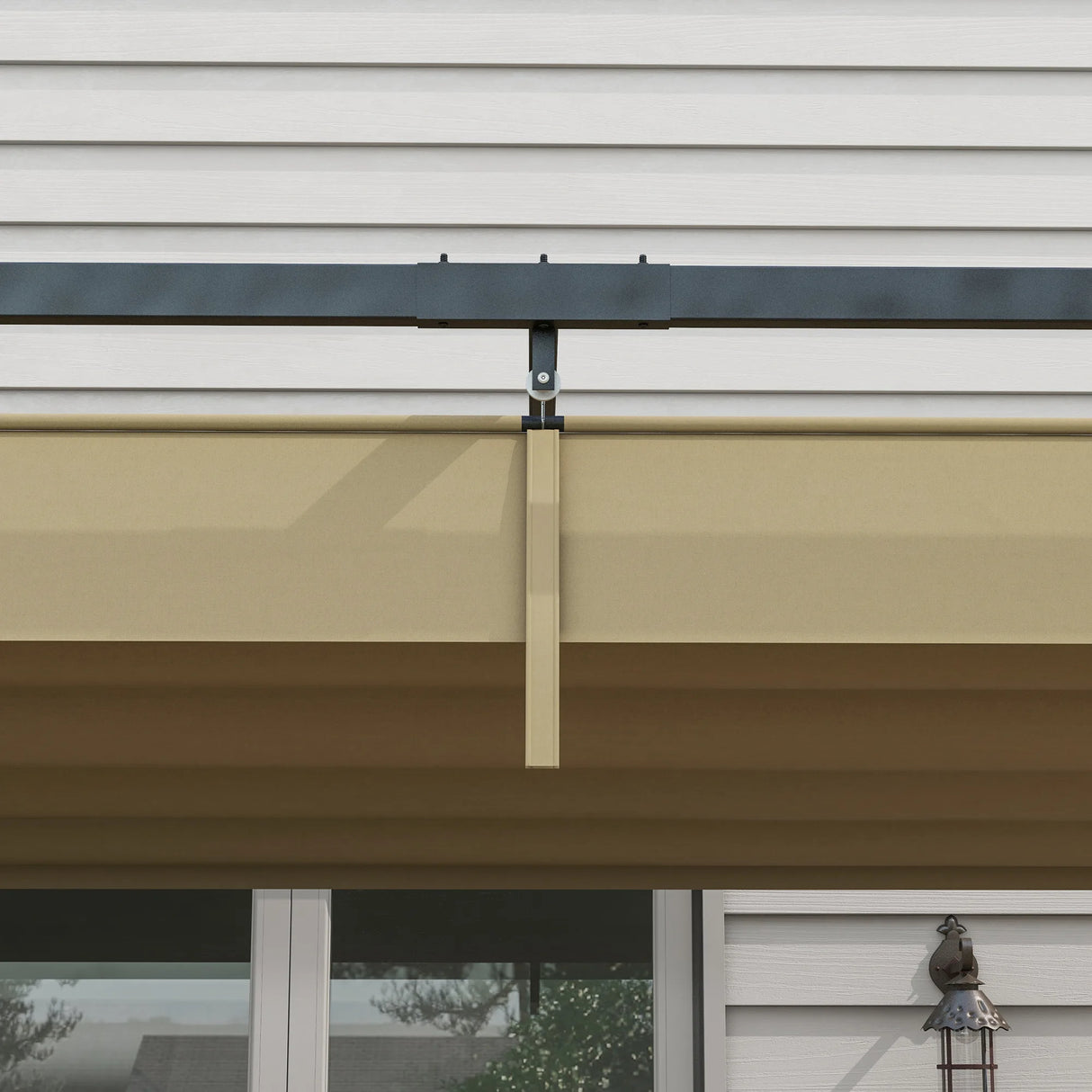 Outsunny 3x2m Metal Pergola with Retractable Roof, Garden Gazebo Canopy Shelter for Outdoor, Patio, Khaki