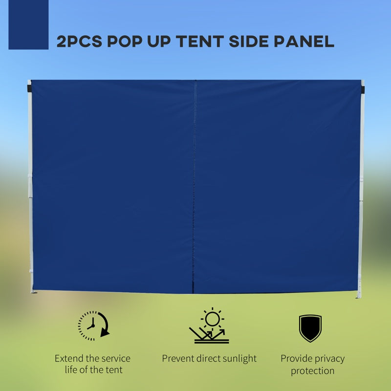 Outsunny 3 Meters Gazebo Replaceable Exchangeable Side Panel Wall Panels Walls With Window, Blue