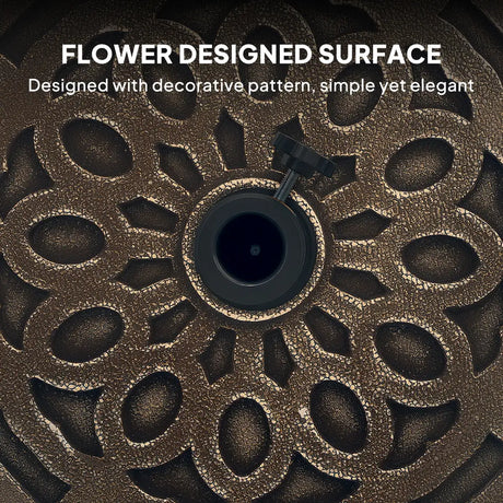 Outsunny 21kg Resin Garden Parasol Base with Wheels, Round Umbrella Stand, Heavy Duty Sun Umbrella Base for 32, 38, 48 mm Umbrella Poles for Deck Poolside, Bronze Tone