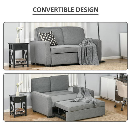 HOMCOM Double Sofa Bed Click Clack Sofa Bed Pull Out Bed with Adjustable Backrest for Living Room and Bedroom Grey